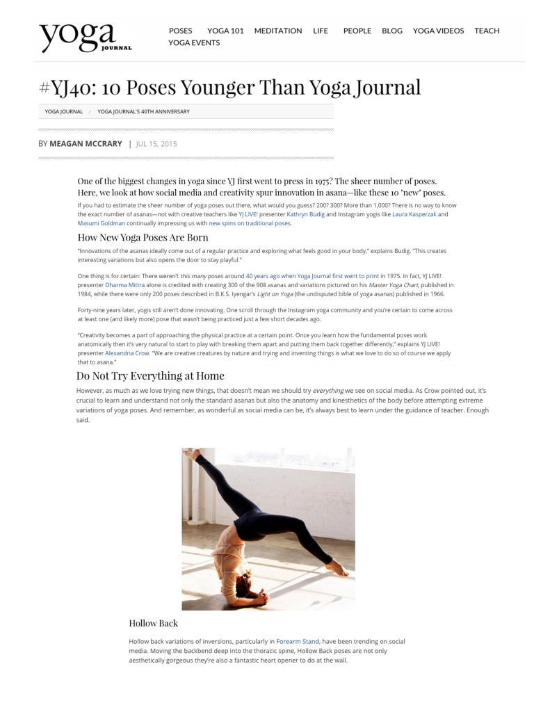 Alexandria Crow YJ40- Poses Younger than Yoga Journal